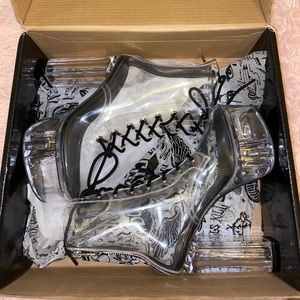 Exotic platform pleaser boots clear